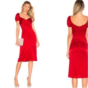 Alexis The Cadiz Dress in Red Silk Sheath Midi Size Medium, Women’s